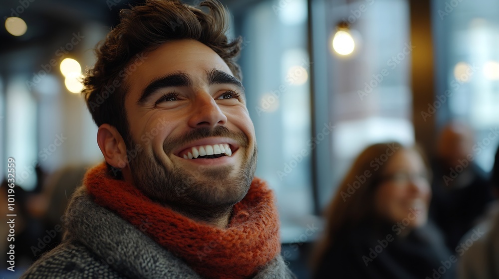 Poster Man presenter and collaboration with team in office for startup strategy or business planning in New York People diversity and laugh at joke for work technology or online documents for : Generative AI