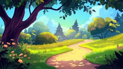 Fototapeta premium A Winding Path Through a Lush Green Forest
