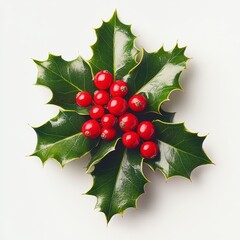 Holly leaves with vibrant red berries