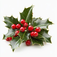 Holly leaves with vibrant red berries