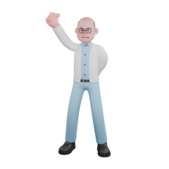 Male Scientist Professional Character. A male scientist stands with his palms clenched upwards with an angry expression. 3D Illustration