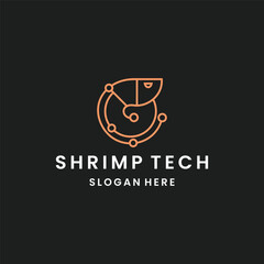 Shrimp tech logo template vector illustration design