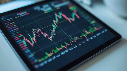 Stock Market Analysis on Digital Tablet Screen