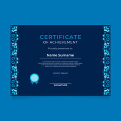 Oriental Geometric Certificate Design with Vertical Ornament on The Side