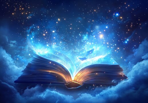 magic book with magic lights