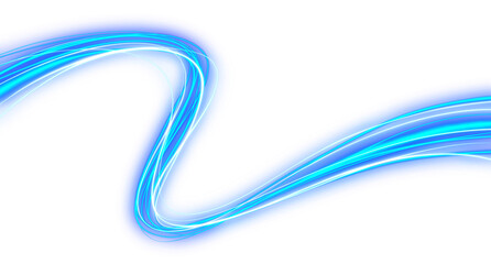 High-Tech blue Neon Light Line isolated on a transparent background