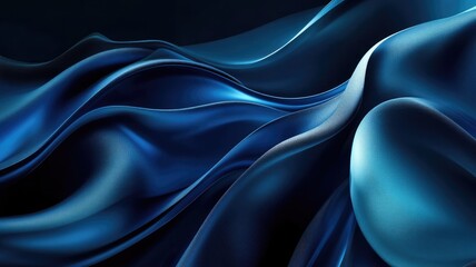 Obraz premium Abstract Blue Wavy Texture with Smooth Curves and Subtle Highlights