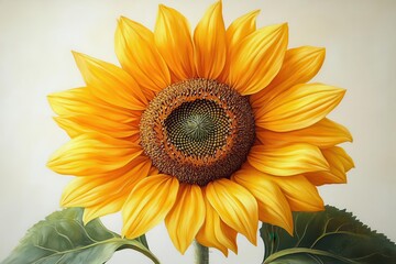Fototapeta premium single sunflower in exquisite detail showcasing its vibrant yellow petals against a pure white background emphasizing its natural beauty and simplicity