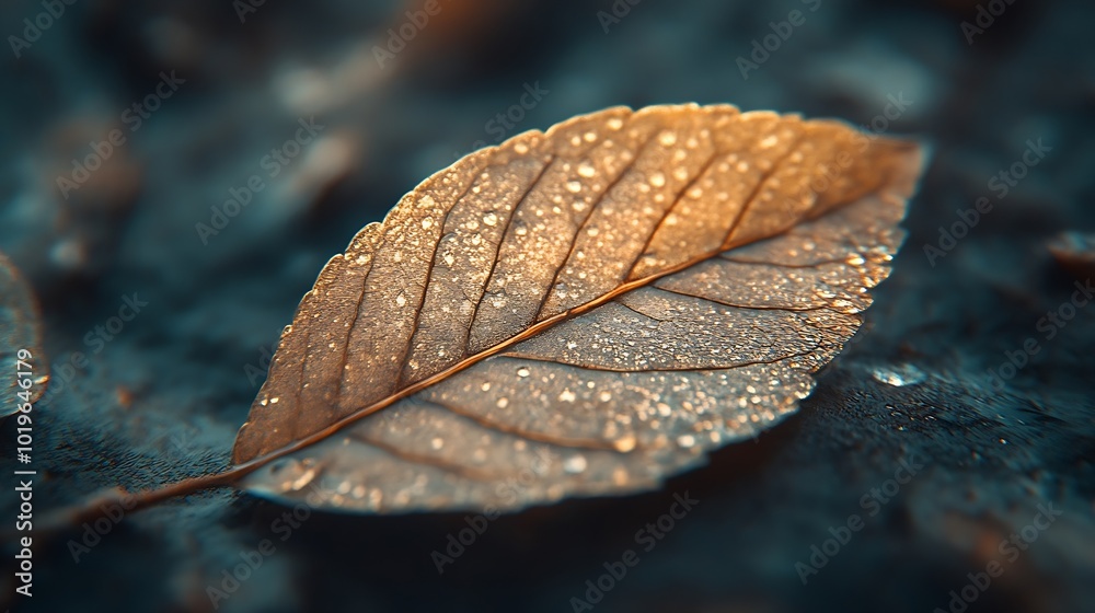 Poster close up leaf macro photography : generative ai