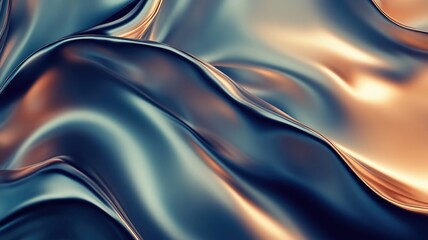 Abstract Metallic Blue and Orange Draped Fabric