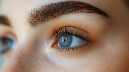 Naklejka premium Beauty Close Up Womans Eyebrows Before And After Correction Difference Between Female Face With And Without Permanent Makeup : Generative AI
