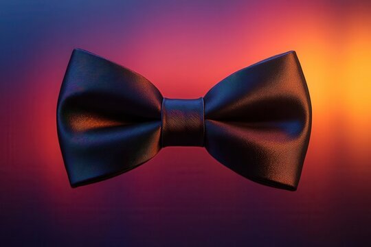 sleek black bow tie floating against a gradient background representing sophistication and formal elegance with minimal design