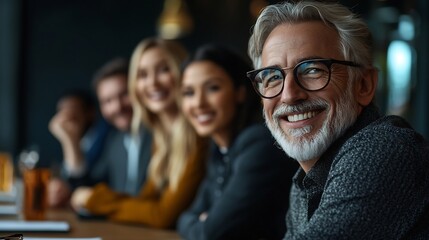 Fototapeta premium Business meeting Group of diversity men and women sitting in conference room and smiling at meeting research plan in boardroom Professional business people brainstorming and teamwork : Generative AI