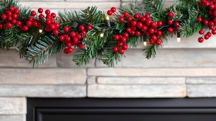 Fototapeta premium Christmas Garland Fireplace Decor