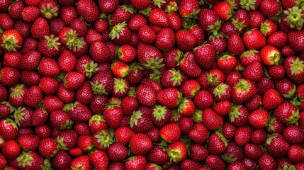 Vibrant, fresh strawberries create a clean, summery backdrop ideal for healthy lifestyle and food photography.