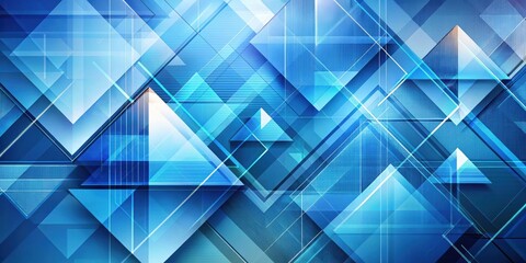 Obraz premium Abstract Geometric Background with Interlocking Shapes and Lines in Shades of Blue