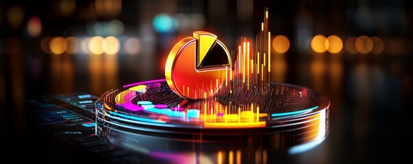 SEO analytics dashboard with colorful pie charts and bar graphs, modern interface design.