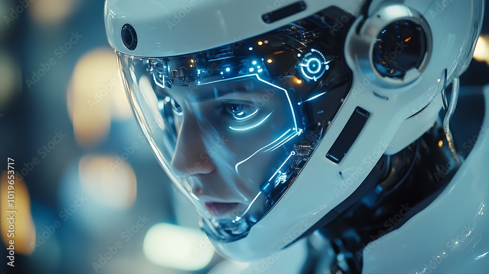 Poster Ai technology Artificial Intelligence man using technology smart robot AI artificial intelligence by enter command prompt for generates something Futuristic technology transformation C : Generative AI