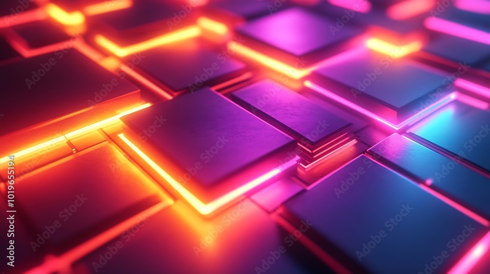 Leinwandbilder neon design elements lights glow and flash technology abstract background high quality photo : gener