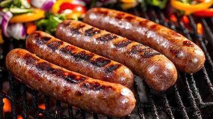 Grilled Sausages on a Charcoal Grill