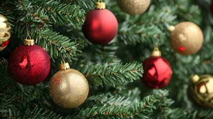 Fototapeta premium Christmas Tree Ornaments Close Up