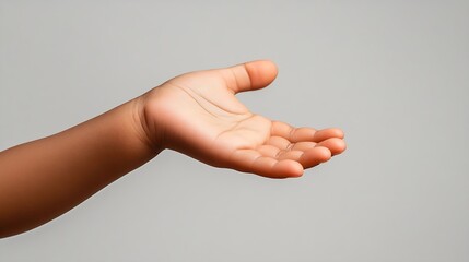 Obraz premium Close up of a child hand with gesture of catching against a white background : Generative AI