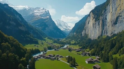 Serene Mountain Valley Landscape in Bright Daylight