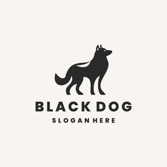 Black dog logo template vector illustration design