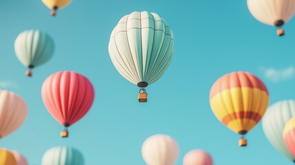 Fototapeta premium Whimsical Hot Air Balloons in a Bright Sky