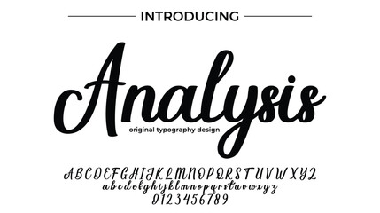 Analysis Font Stylish brush painted an uppercase vector letters, alphabet, typeface