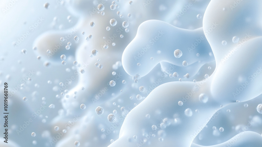 Poster Microbial clusters in organic 3D texture create captivating visual of fluidity and movement, showcasing beauty of microscopic life