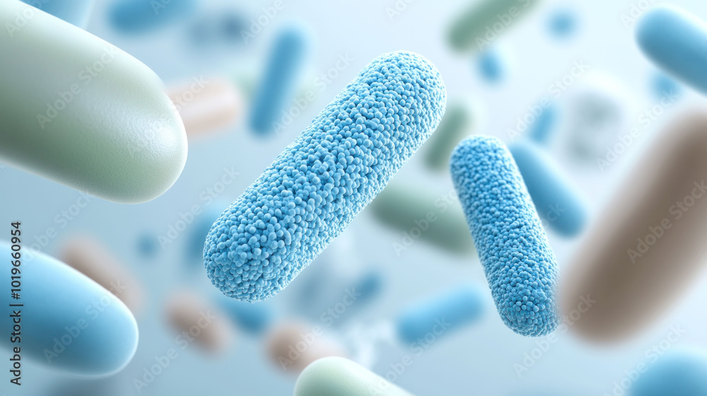 Poster microbial life in clusters showcases organic pattern with vibrant colors and intricate details. this