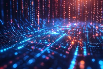 Fototapeta premium Digital Technology background of data and network created with Generative AI