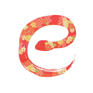 recommend clip art: 花柄の巳の文字のイラスト素材