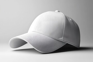 sleek white baseball cap floating against a pure white background clean lines and subtle shadows highlight the caps modern design perfect for branding mockups