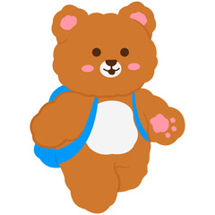 Cute Bear Go to School Illustration