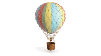 Colorful hot air balloon isolated on white background. 3d rendering 