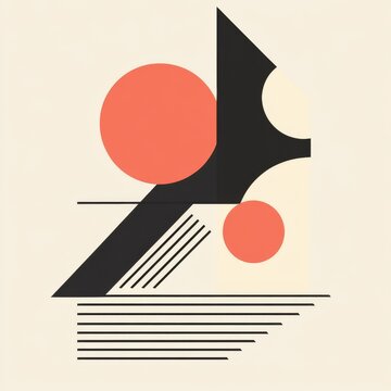 recommend clip art: Abstract geometric shapes in black, red, and white on a cream background.