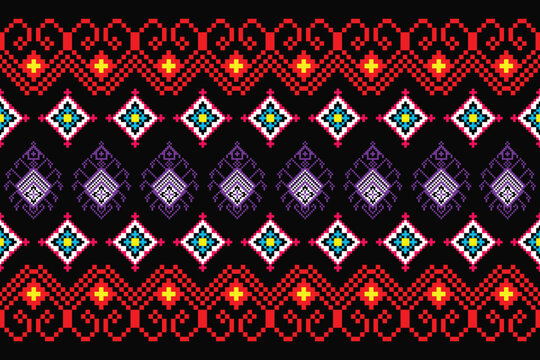 A fabric pattern made from small squares. It turned out to be a beautiful local cloth pattern.