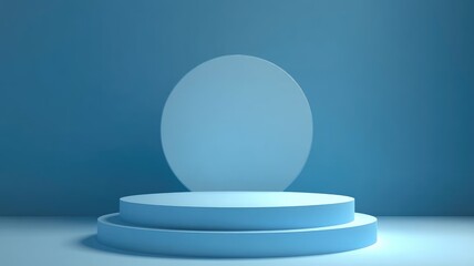Two-Tiered Circular Platform on a Light Blue Background