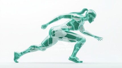 side angle of athletic female figure, hunter green