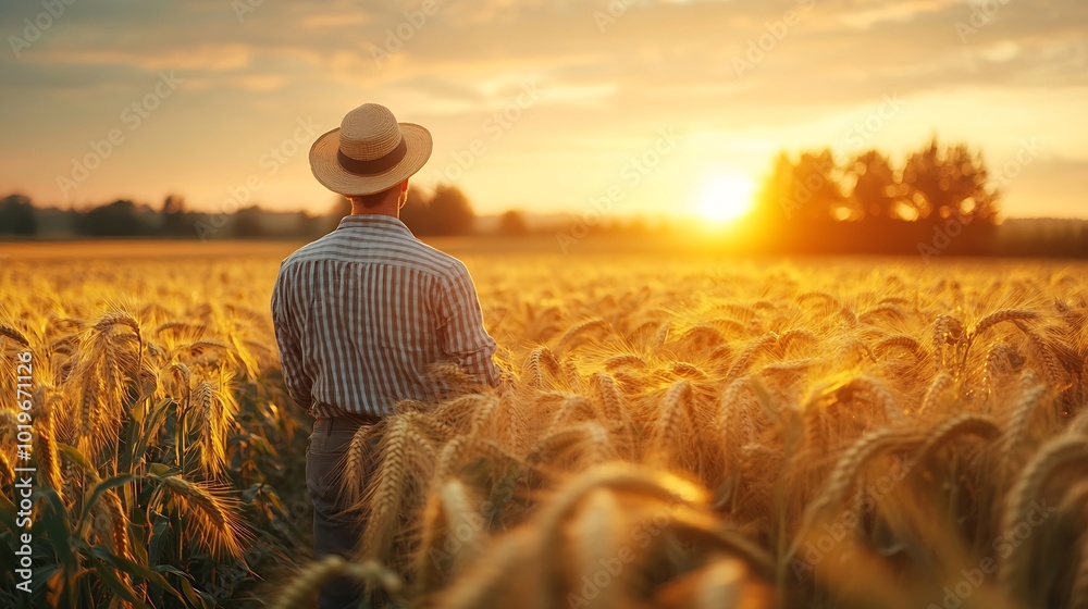 Fototapete agriculture and modern technology Farmer using smart farming technologies using AI : Generative AI