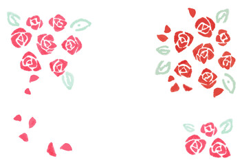 水彩風　バラのメッセージカード