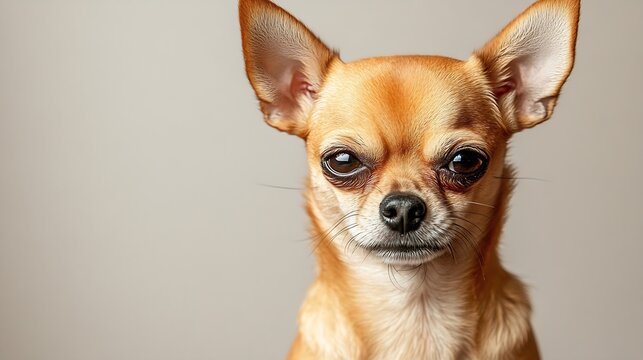 Chihuahua dog on a plain beige studio background grimacing funny evil face : Generative AI