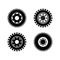 Set of rubber wheel tires and wheels icon vector template