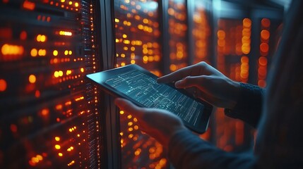 Data science digital technology internet global network Computer programmer using digital tablet with data center and big data management innovation technology background software deve : Generative AI