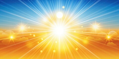 Obraz premium A radiant burst of sunshine illuminates a sky filled with swirling clouds, the light emanating from a central point and radiating outwards in a dazzling display of warmth and energy.