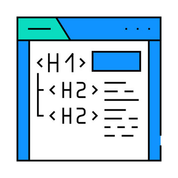 header tags h1 h2 seo line icon vector. header tags h1 h2 seo sign. isolated symbol illustration