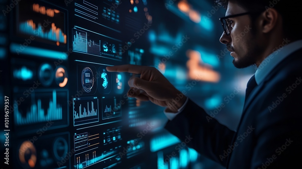 Leinwandbilder futuristic business digital financial data technology concept for future big data analytic and busin