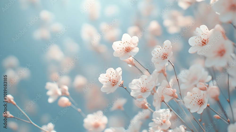 Aufkleber dreamy pastelcolored floral background with delicate flowers and a blurred effect creating a serene 